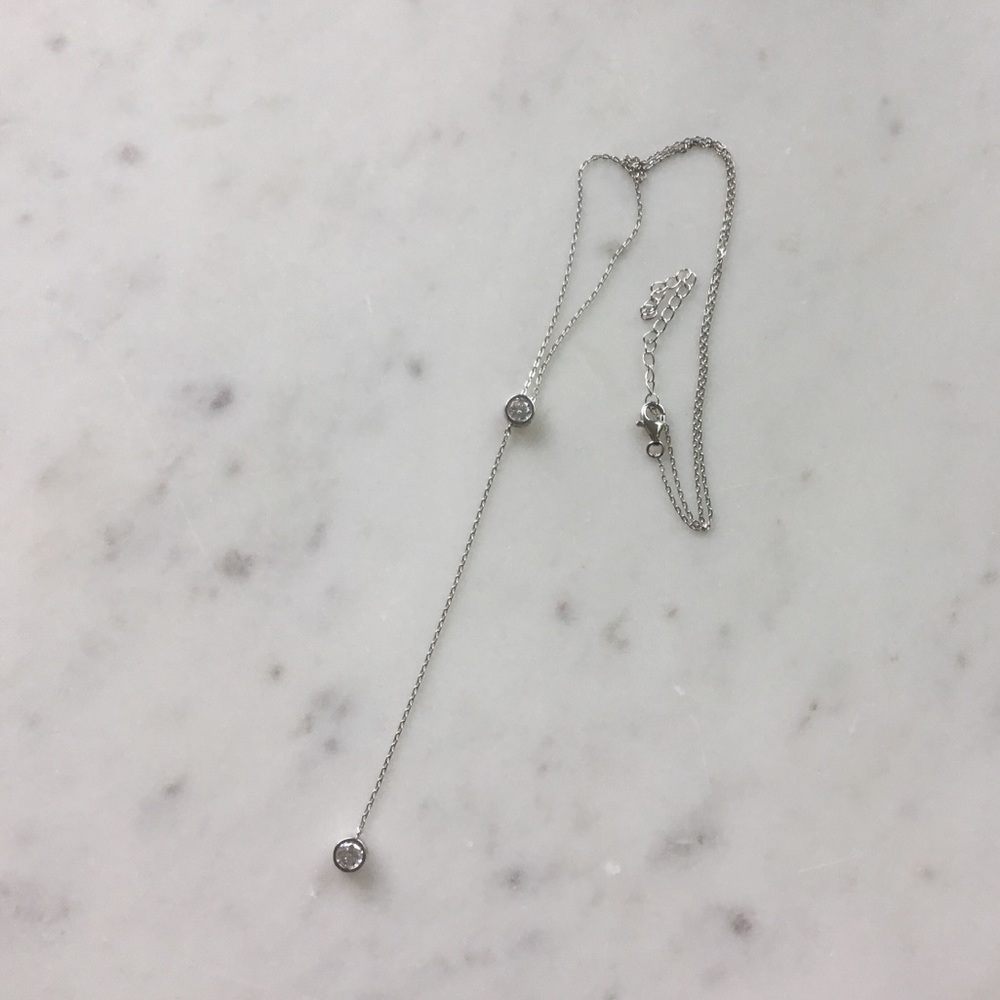 Sterling Silver RP Cz Drop Necklace - Picture 7 of 15